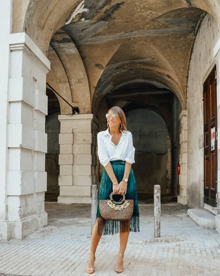 Skirt Teal - shirt White / Off White  